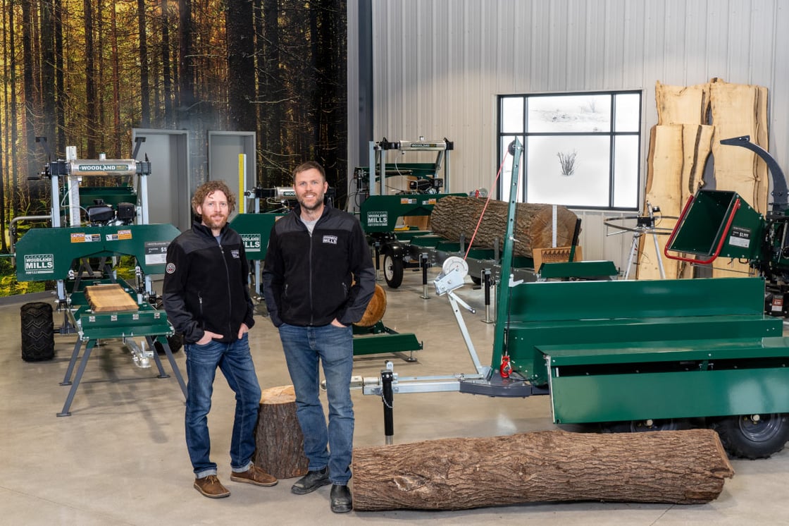 Founders of Woodland Mills in the showroom.